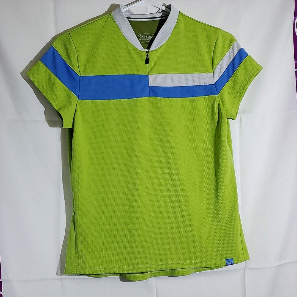 Sugoi Women's Metro Jersey, Lime Green, Sky Blue and Greyish White - Sz Medium